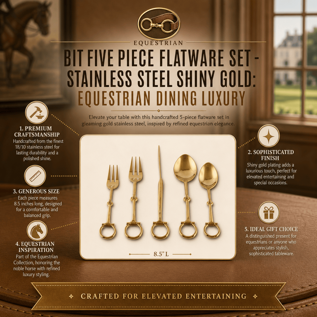 Vagabond House - Bit Five piece Flatware Set - Stainless Steel Shiny Gold