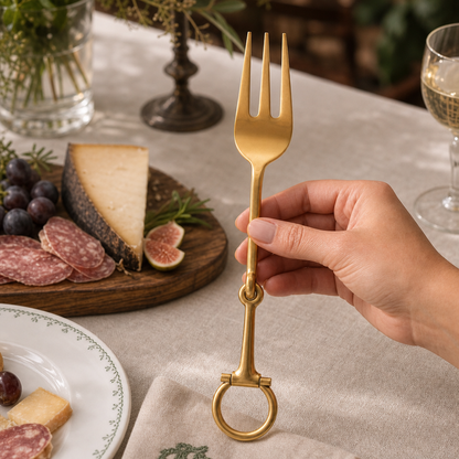 Vagabond House - Bit Serving Fork - Stainless Steel Shiny Gold