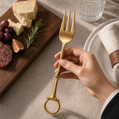 Vagabond House - Bit Serving Fork - Stainless Steel Shiny Gold
