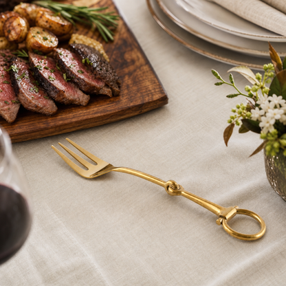 Vagabond House - Bit Serving Fork - Stainless Steel Shiny Gold
