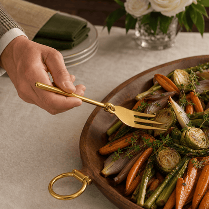 Vagabond House - Bit Serving Fork - Stainless Steel Shiny Gold