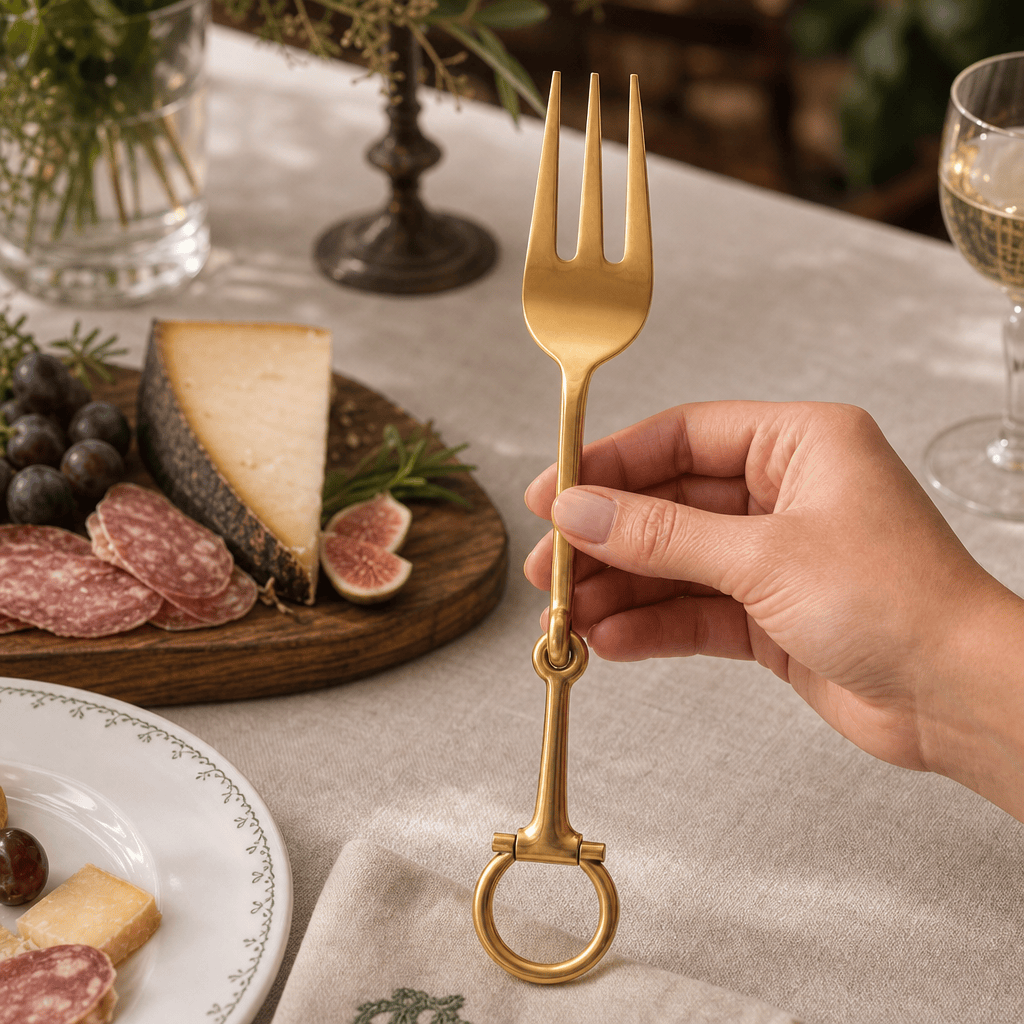 Vagabond House - Bit Serving Fork - Stainless Steel Shiny Gold