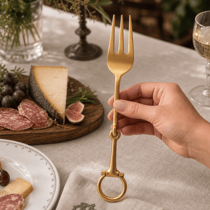 Vagabond House - Bit Serving Fork - Stainless Steel Shiny Gold