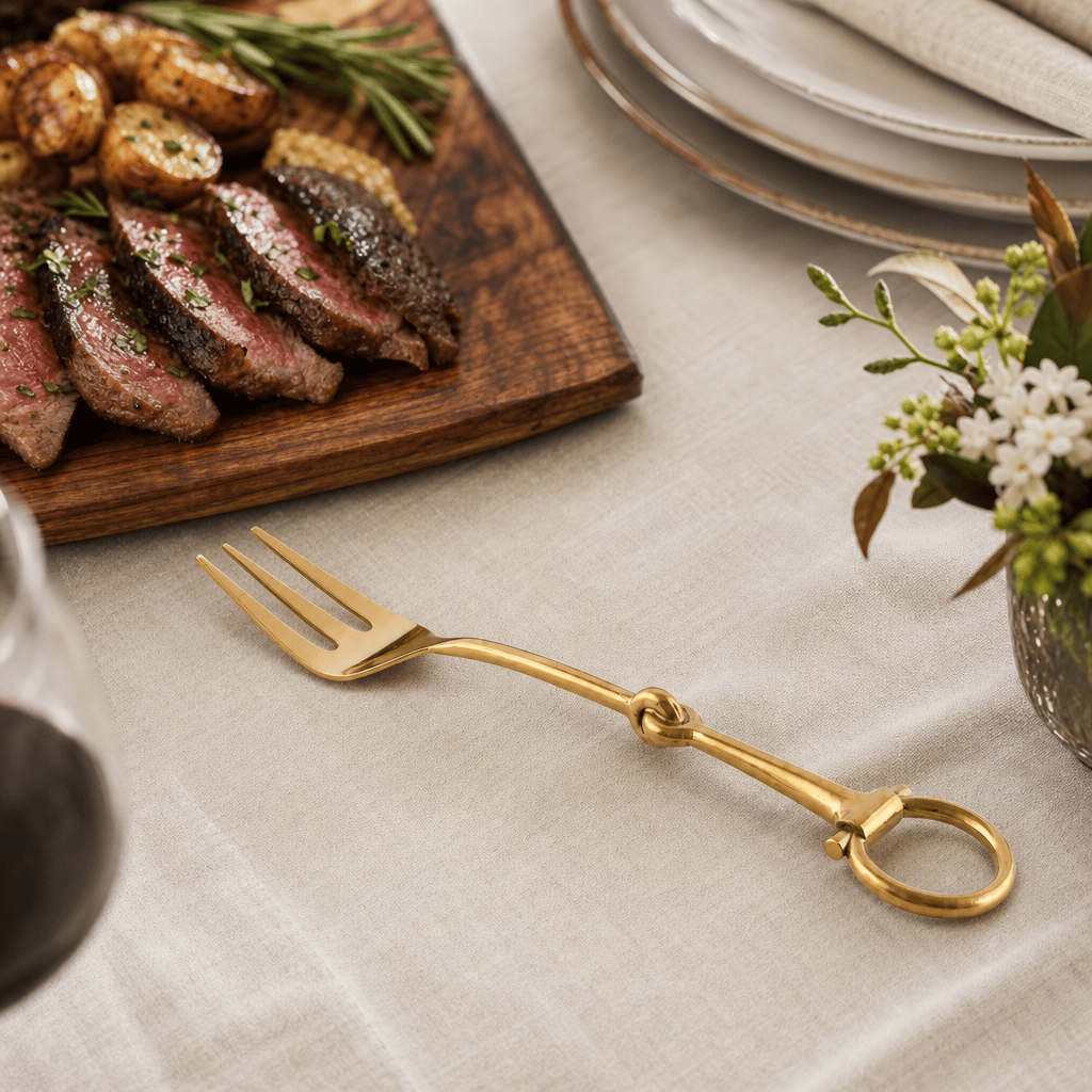 Vagabond House - Bit Serving Fork - Stainless Steel Shiny Gold