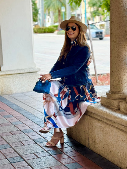 Stacy Bradley Design - Silk Dress - Navy Strap & Buckle