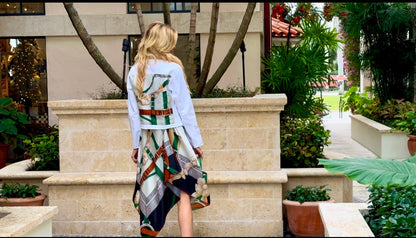 Stacy Bradley Design, The White Denim Jacket - Green Strap and Buckle