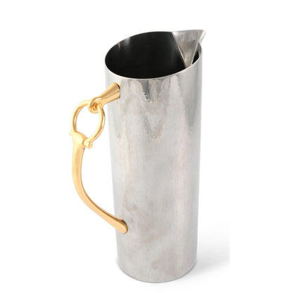 Arthur Court Stainless Steel Pitcher With Gold Bit Handle