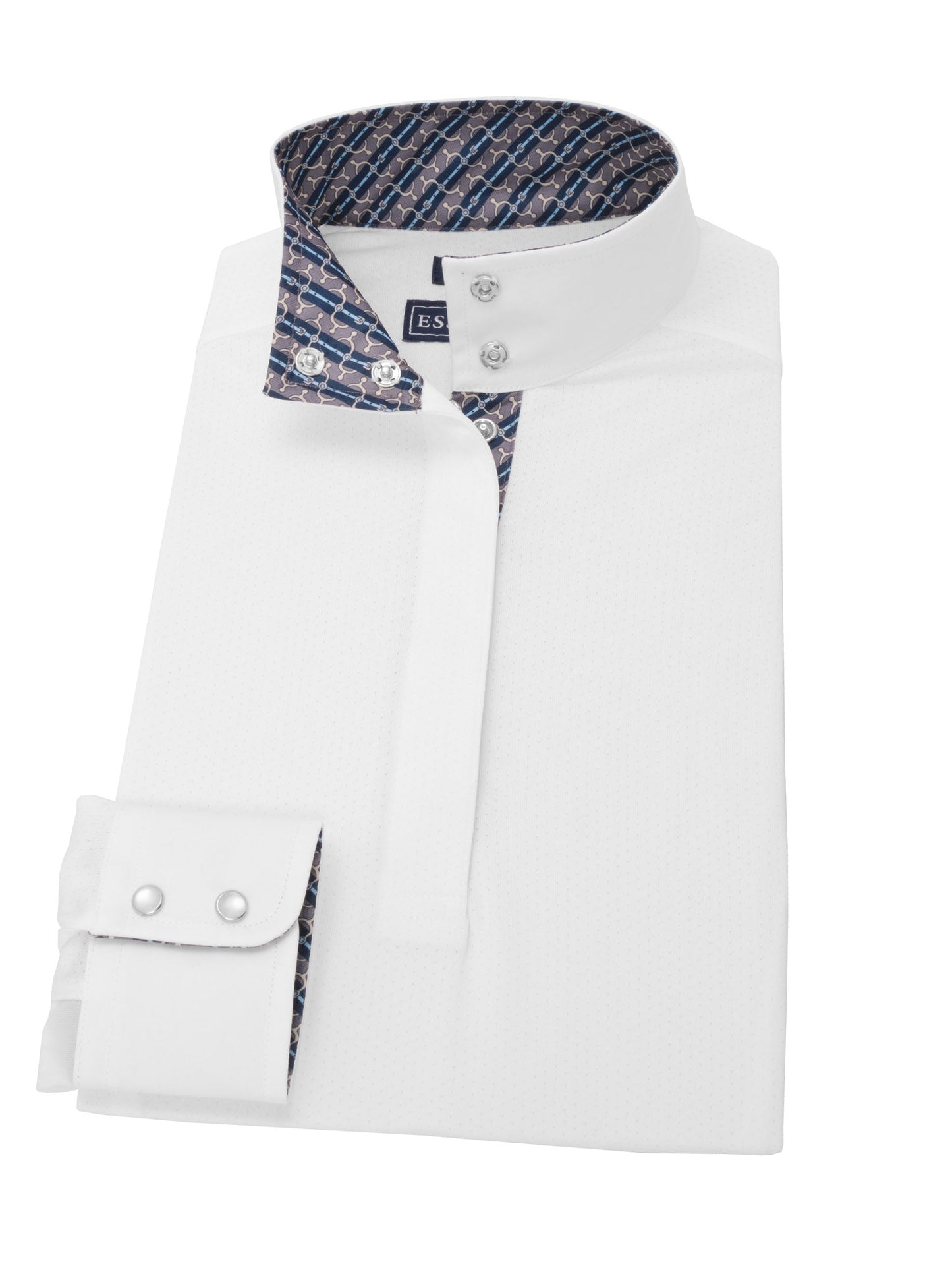 Essex Classics  Grey Spurs & Straps Ladies Talent Yarn Straight Collar Long Sleeve Show Shirt