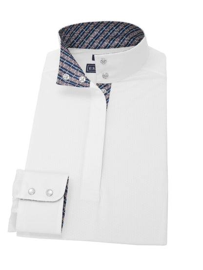 Essex Classics  Grey Spurs & Straps Ladies Talent Yarn Straight Collar Long Sleeve Show Shirt