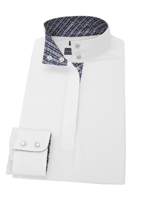 Essex Classics  Grey Spurs & Straps Ladies Talent Yarn Straight Collar Long Sleeve Show Shirt