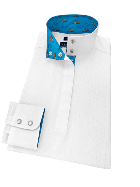 Essex Classics  Swimming Hippos Ladies Talent Yarn Straight Collar Long Sleeve Show Shirt