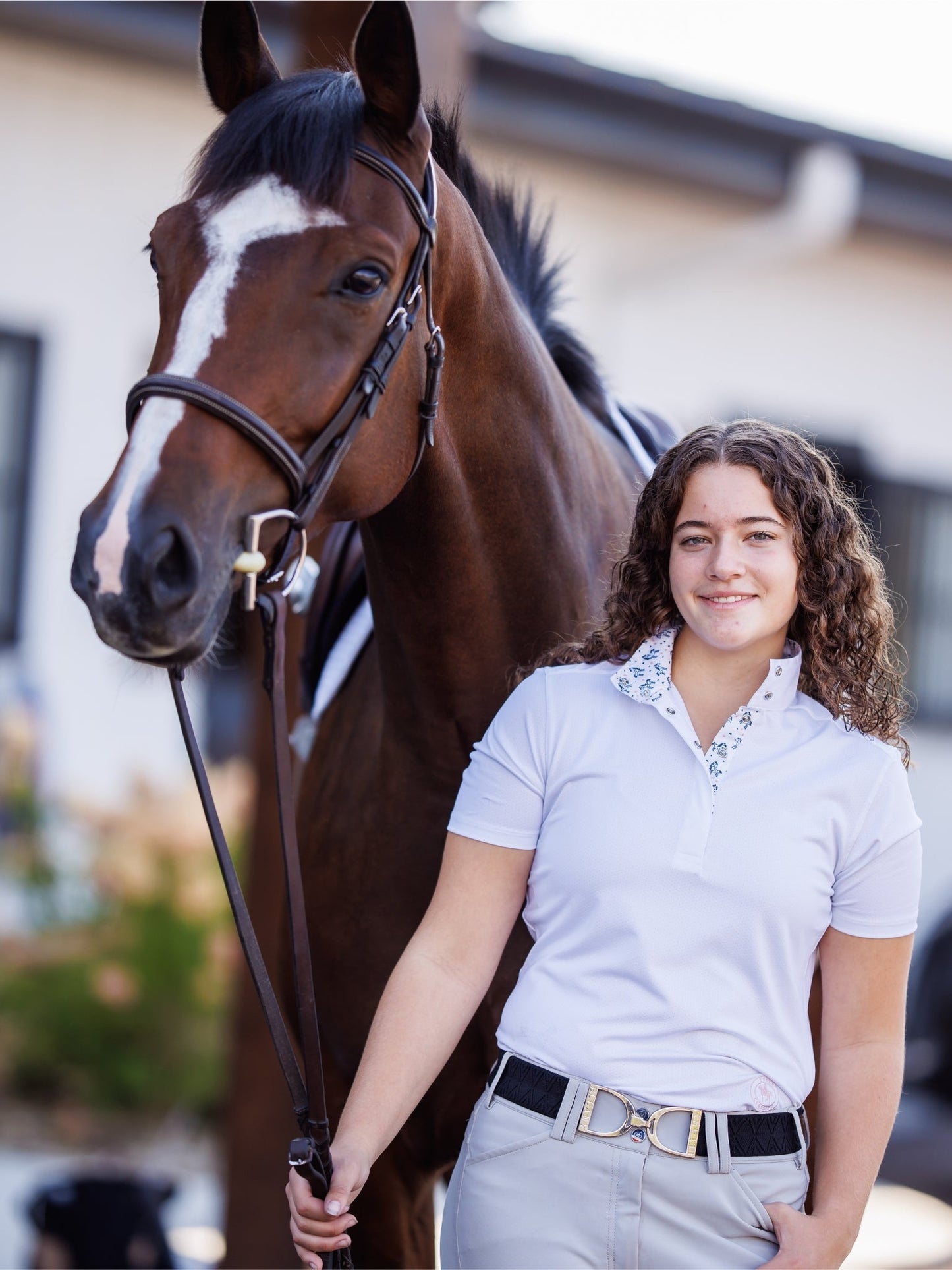 Essex Classics  Unicorns Ladies Talent Yarn Straight Collar Short Sleeve Show Shirt