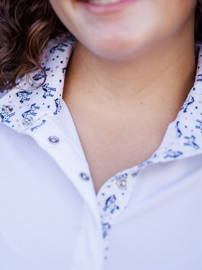 Essex Classics  Unicorns Ladies Talent Yarn Straight Collar Short Sleeve Show Shirt