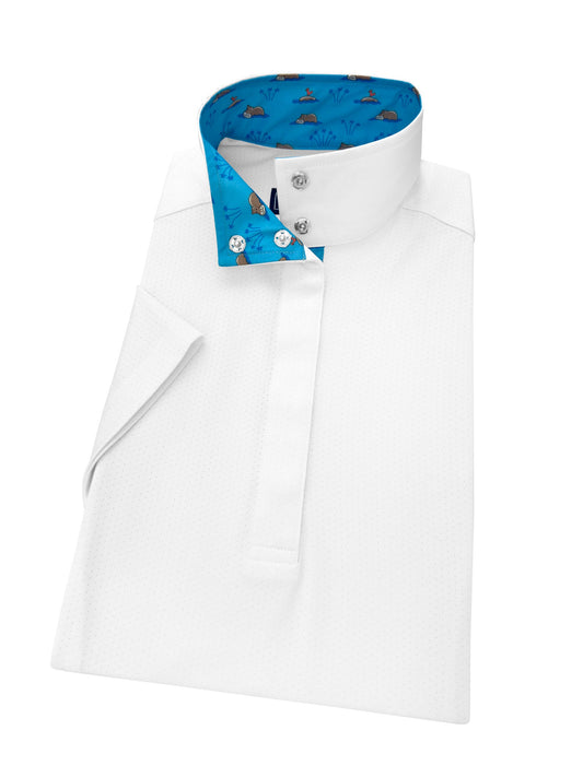 Essex Classics  Swimming Hippos Ladies Talent Yarn Straight Collar Short Sleeve Show Shirt