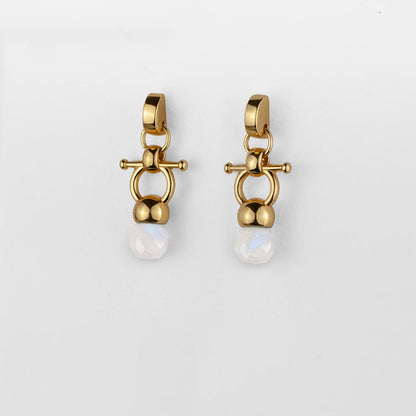 Urban Equestrian  Briolette - Moonstone Horse Bit Equestrian Earring in Gold
