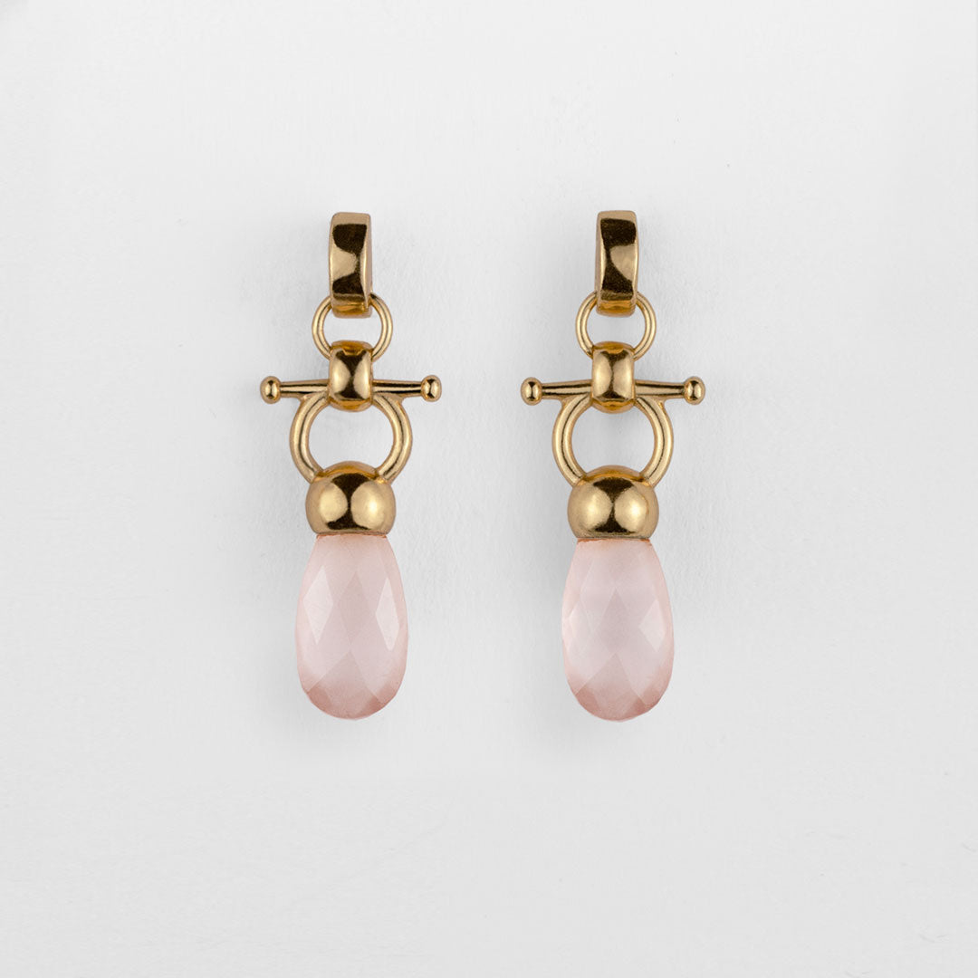Urban Equestrian  Droplette - Rose Quartz Equestrian Horse Bit Necklace in Gold