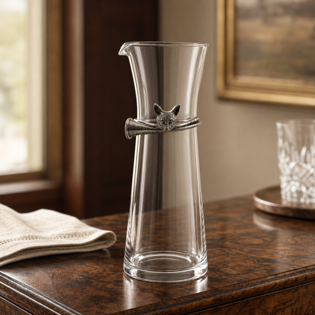 Vagabond House - Wine Carafe with Pewter Hunt Equestrian Horn