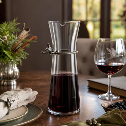 Vagabond House - Wine Carafe with Pewter Hunt Equestrian Horn