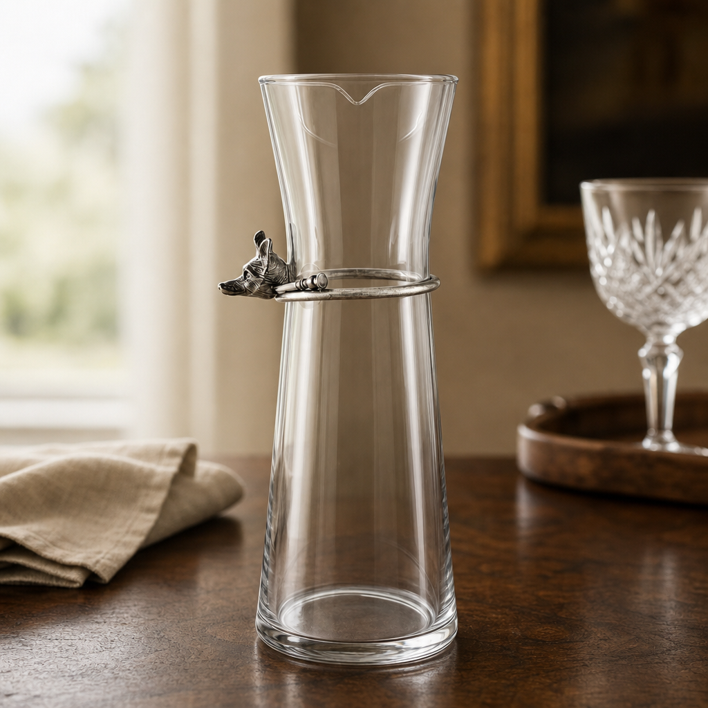 Vagabond House - Wine Carafe with Pewter Hunt Equestrian Horn