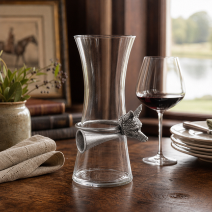 Vagabond House - Wine Carafe with Pewter Hunt Equestrian Horn
