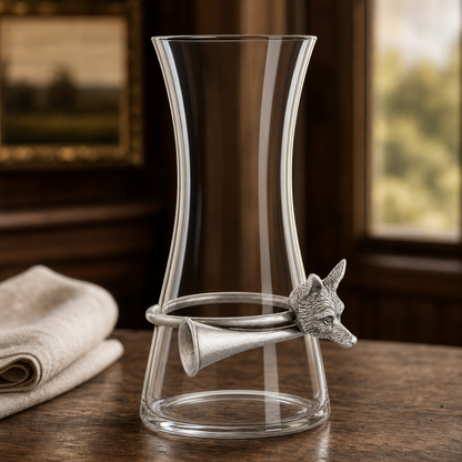 Vagabond House - Wine Carafe with Pewter Hunt Equestrian Horn