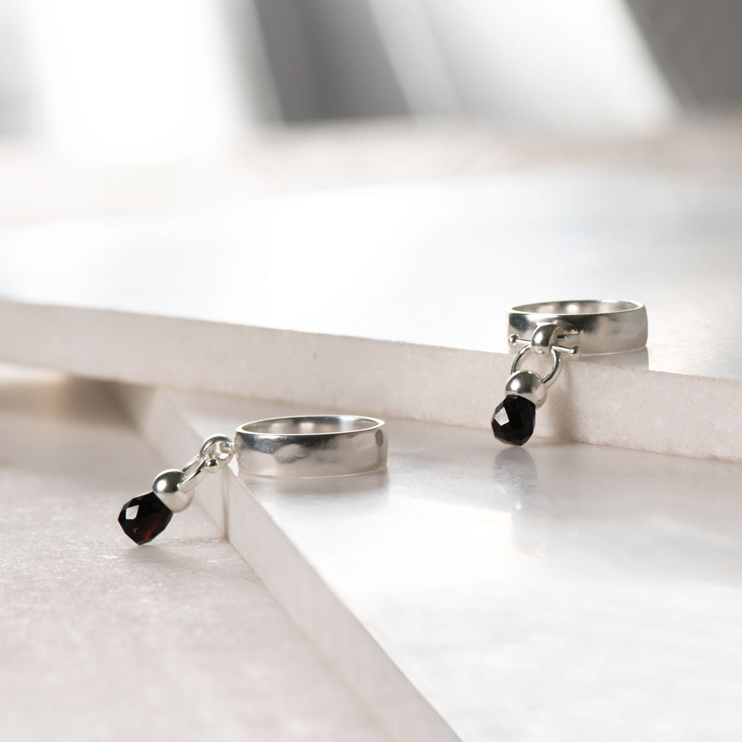 Urban Equestrian  Droplette - Black Onyx Equestrian Horse Bit Necklace in Silver