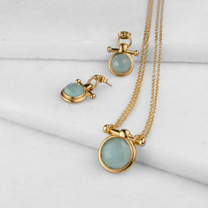 Urban Equestrian  Adele -Aqua Chalcedony Horse Bit Equestrian Earring in Gold