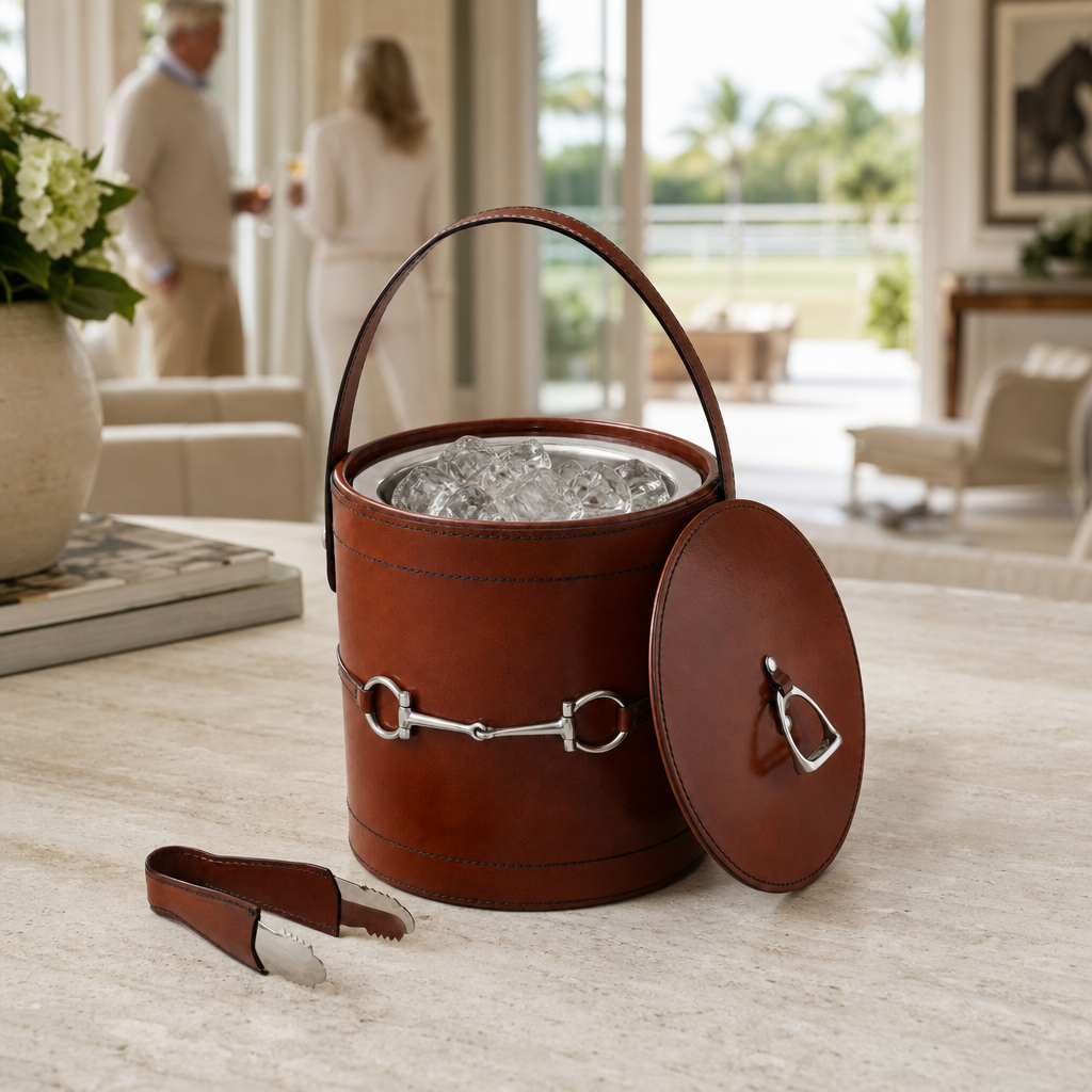 Vagabond House - Premium Genuine Leather Bit Lidded Ice Bucket
