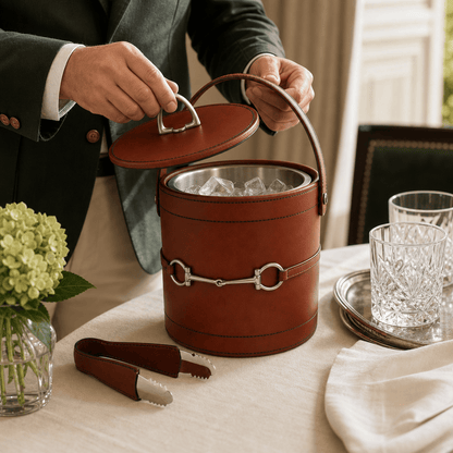 Vagabond House - Premium Genuine Leather Bit Lidded Ice Bucket