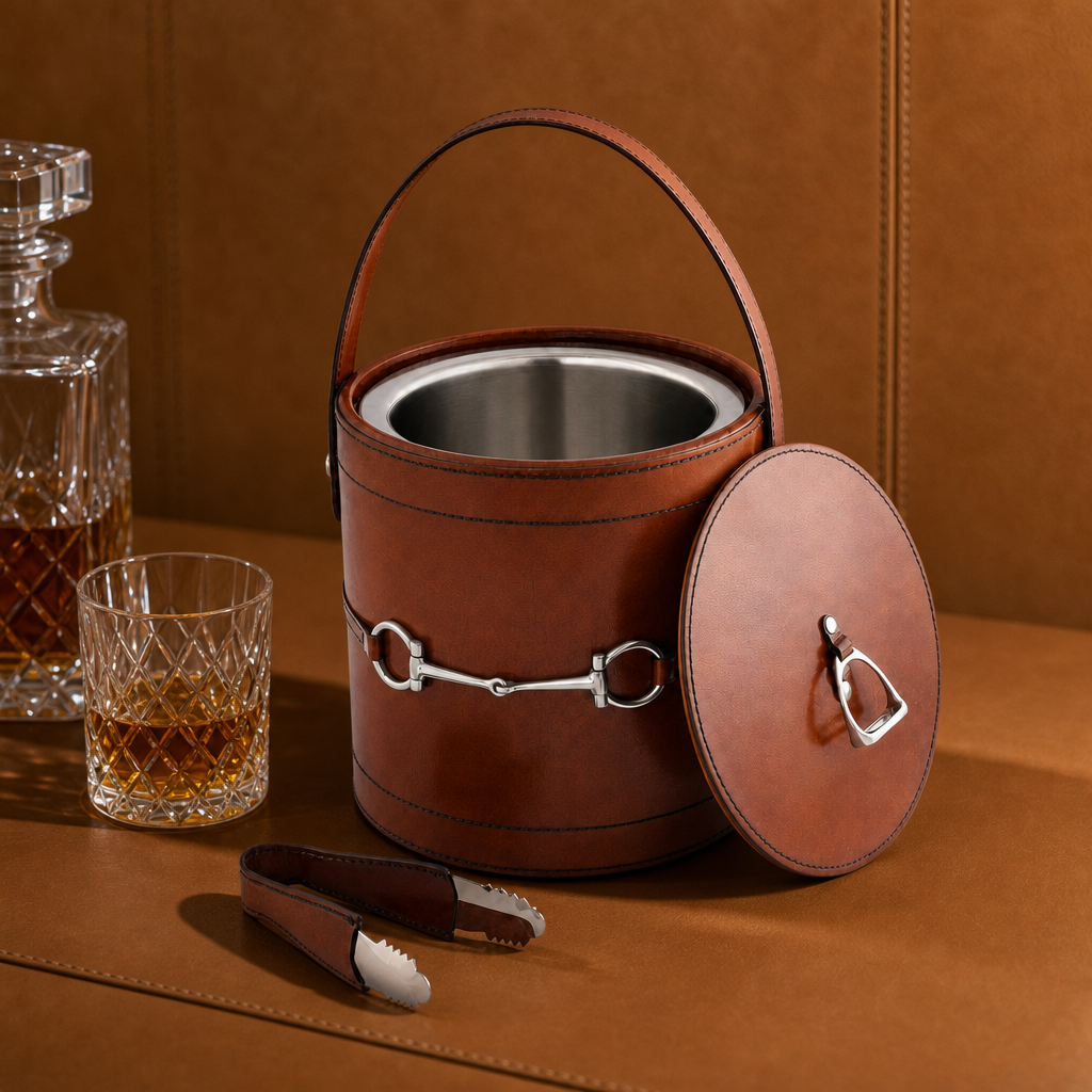 Vagabond House - Premium Genuine Leather Bit Lidded Ice Bucket