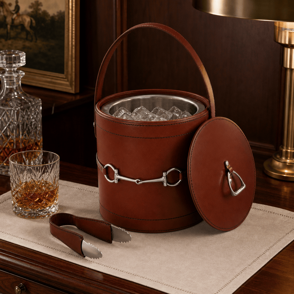 Vagabond House - Premium Genuine Leather Bit Lidded Ice Bucket