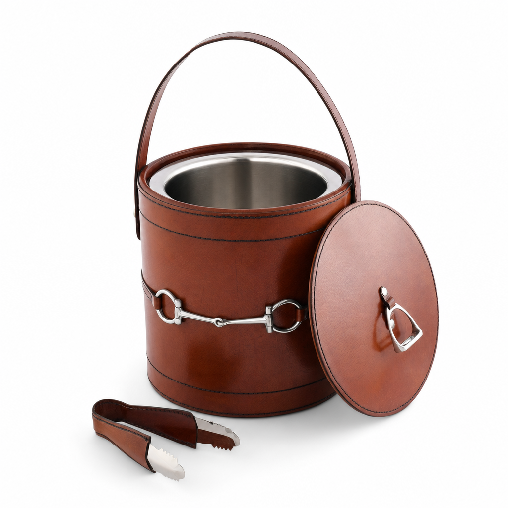 Vagabond House - Premium Genuine Leather Bit Lidded Ice Bucket