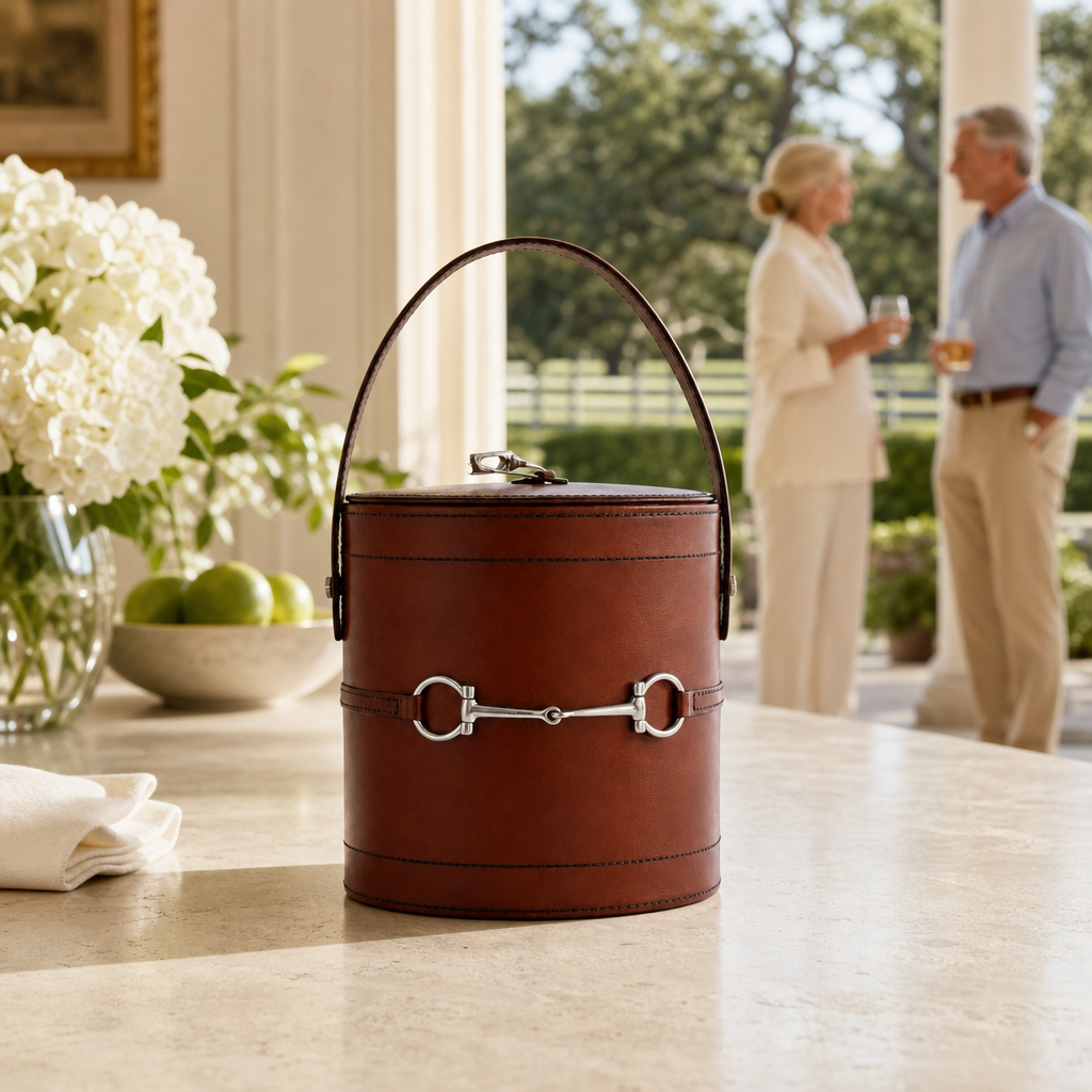 Vagabond House - Premium Genuine Leather Bit Lidded Ice Bucket