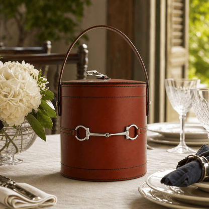 Vagabond House - Premium Genuine Leather Bit Lidded Ice Bucket