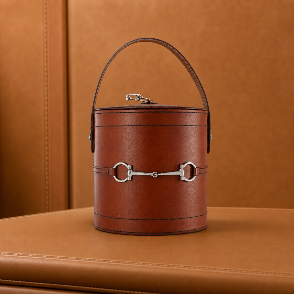 Vagabond House - Premium Genuine Leather Bit Lidded Ice Bucket