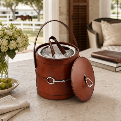 Vagabond House - Premium Genuine Leather Bit Lidded Ice Bucket