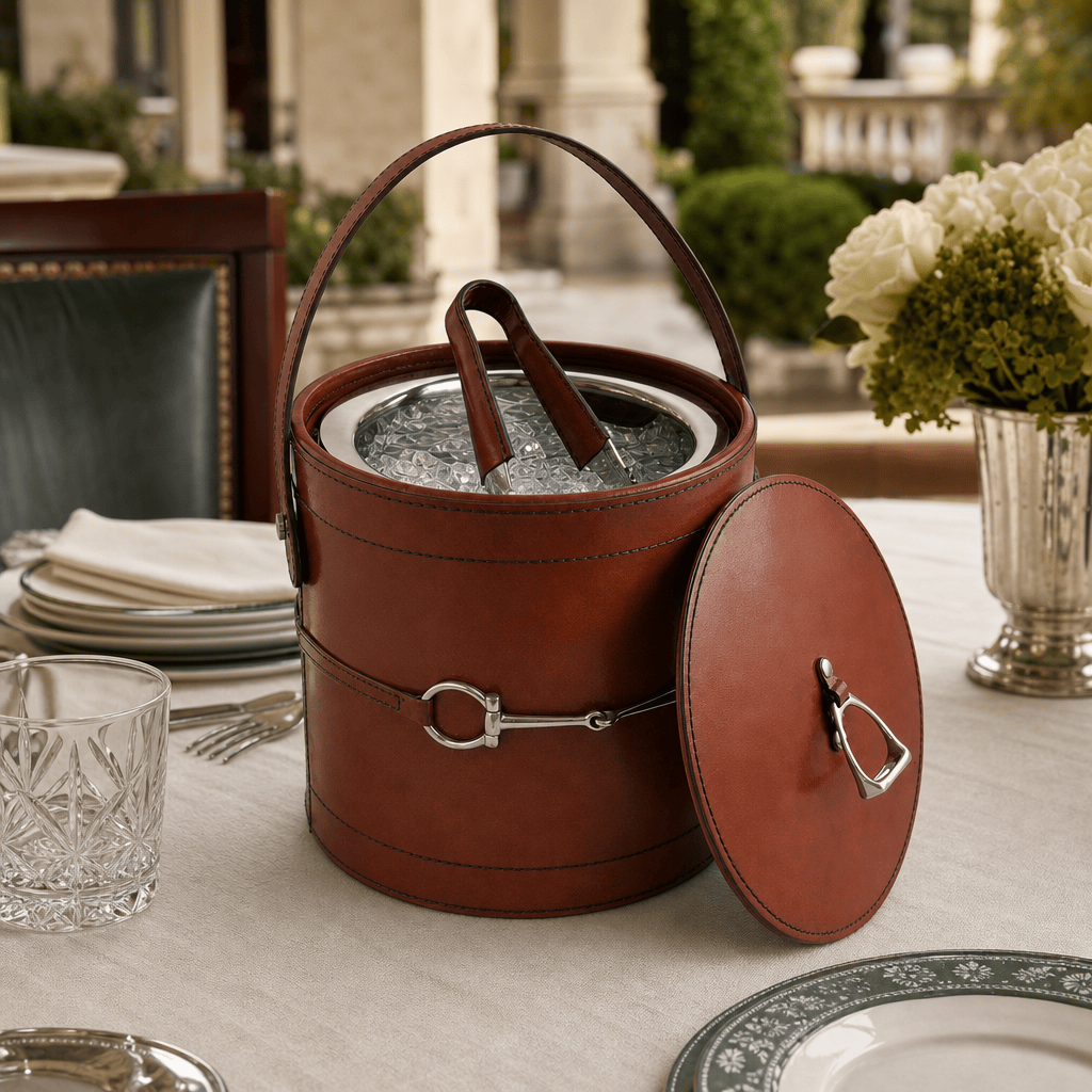 Vagabond House - Premium Genuine Leather Bit Lidded Ice Bucket