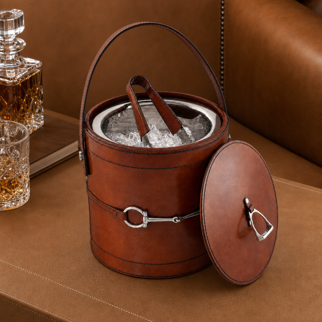 Vagabond House - Premium Genuine Leather Bit Lidded Ice Bucket