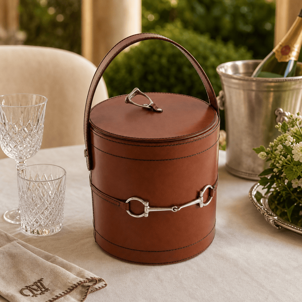 Vagabond House - Premium Genuine Leather Bit Lidded Ice Bucket