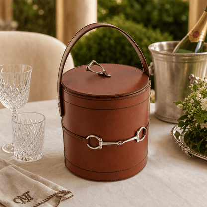 Vagabond House - Premium Genuine Leather Bit Lidded Ice Bucket