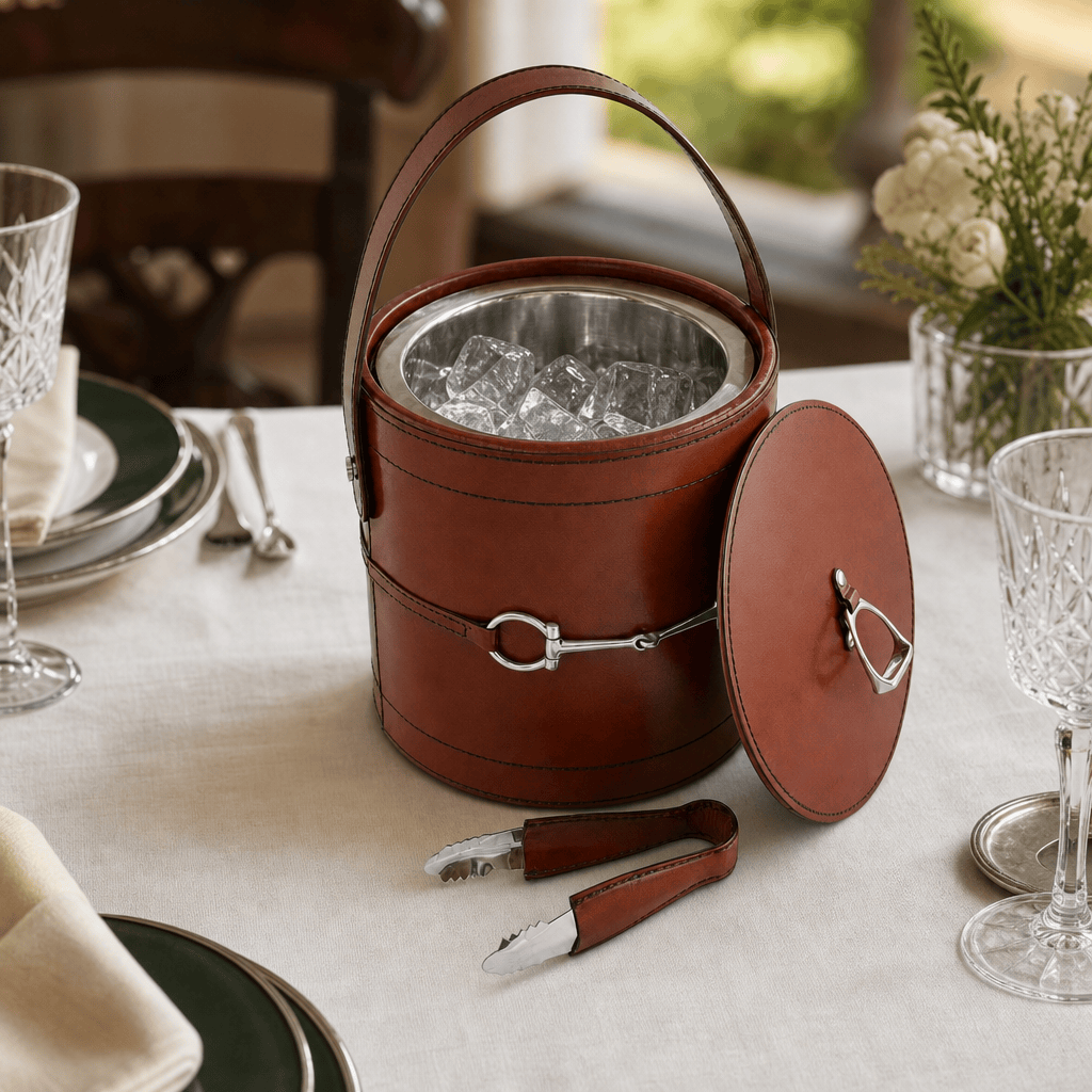 Vagabond House - Premium Genuine Leather Bit Lidded Ice Bucket