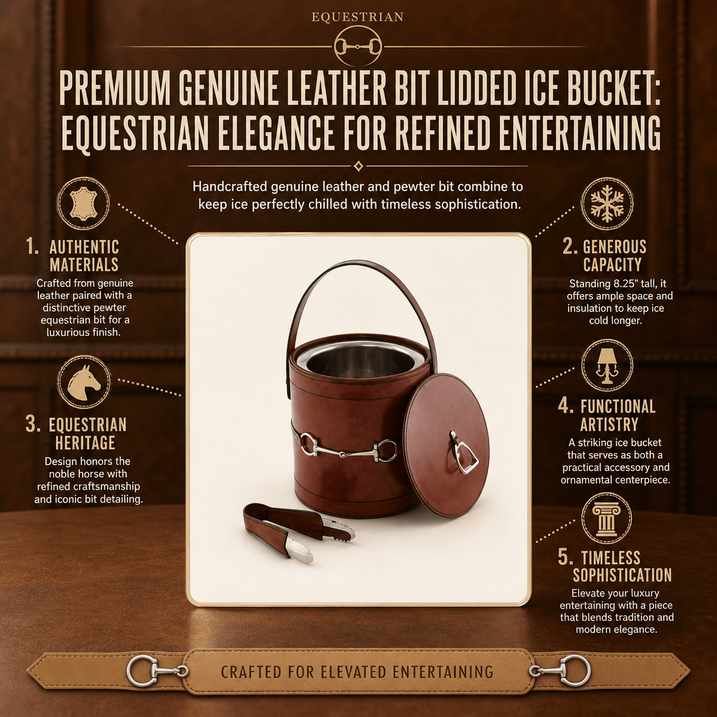 Vagabond House - Premium Genuine Leather Bit Lidded Ice Bucket