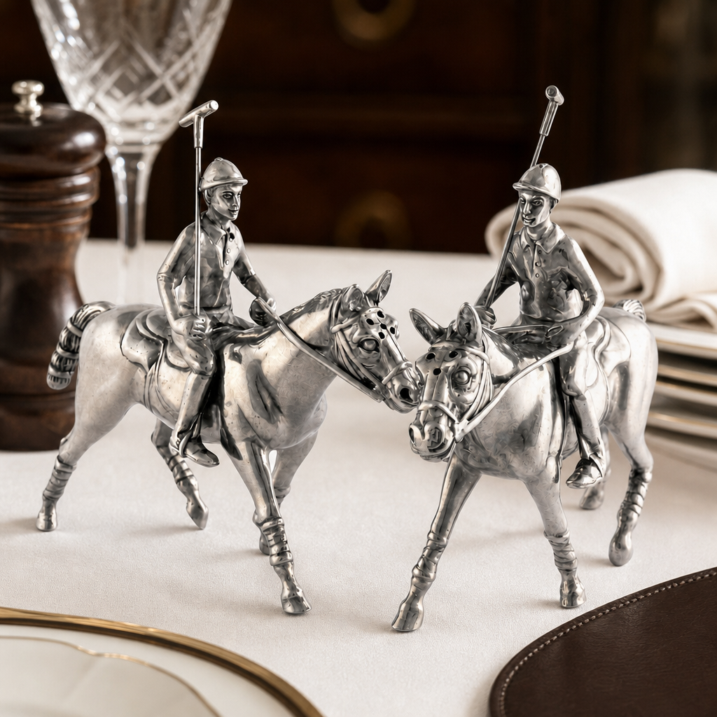 Vagabond House - Pewter Polo Player Salt & Pepper Set