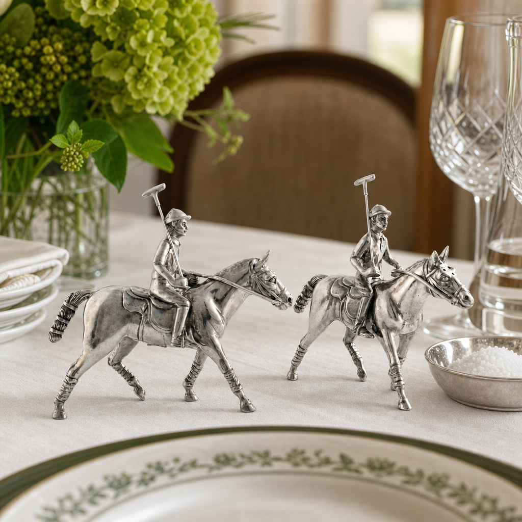Vagabond House - Pewter Polo Player Salt & Pepper Set
