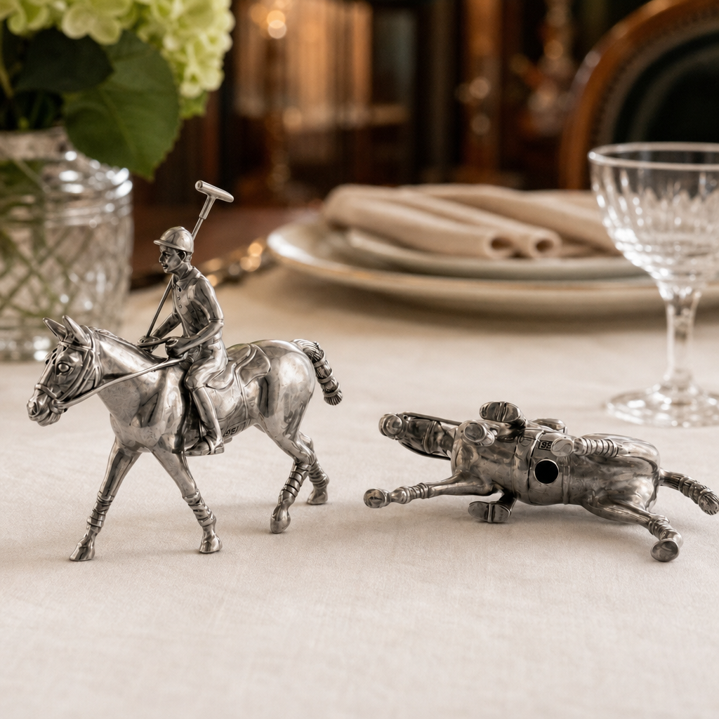 Vagabond House - Pewter Polo Player Salt & Pepper Set