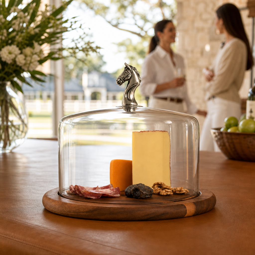 Vagabond House Horse Glass Covered Cheese Wood Board