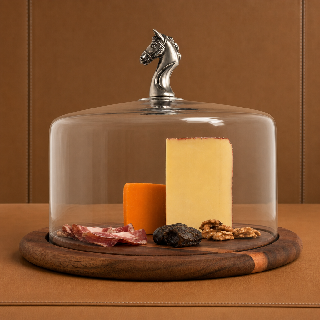 Vagabond House Horse Glass Covered Cheese Wood Board