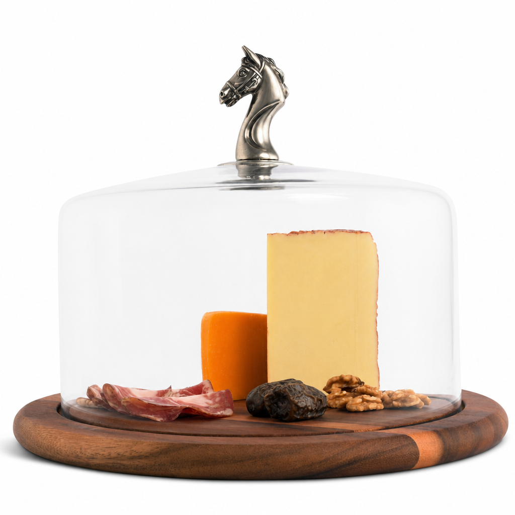Vagabond House Horse Glass Covered Cheese Wood Board
