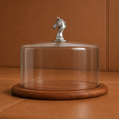 Vagabond House Horse Glass Covered Cheese Wood Board