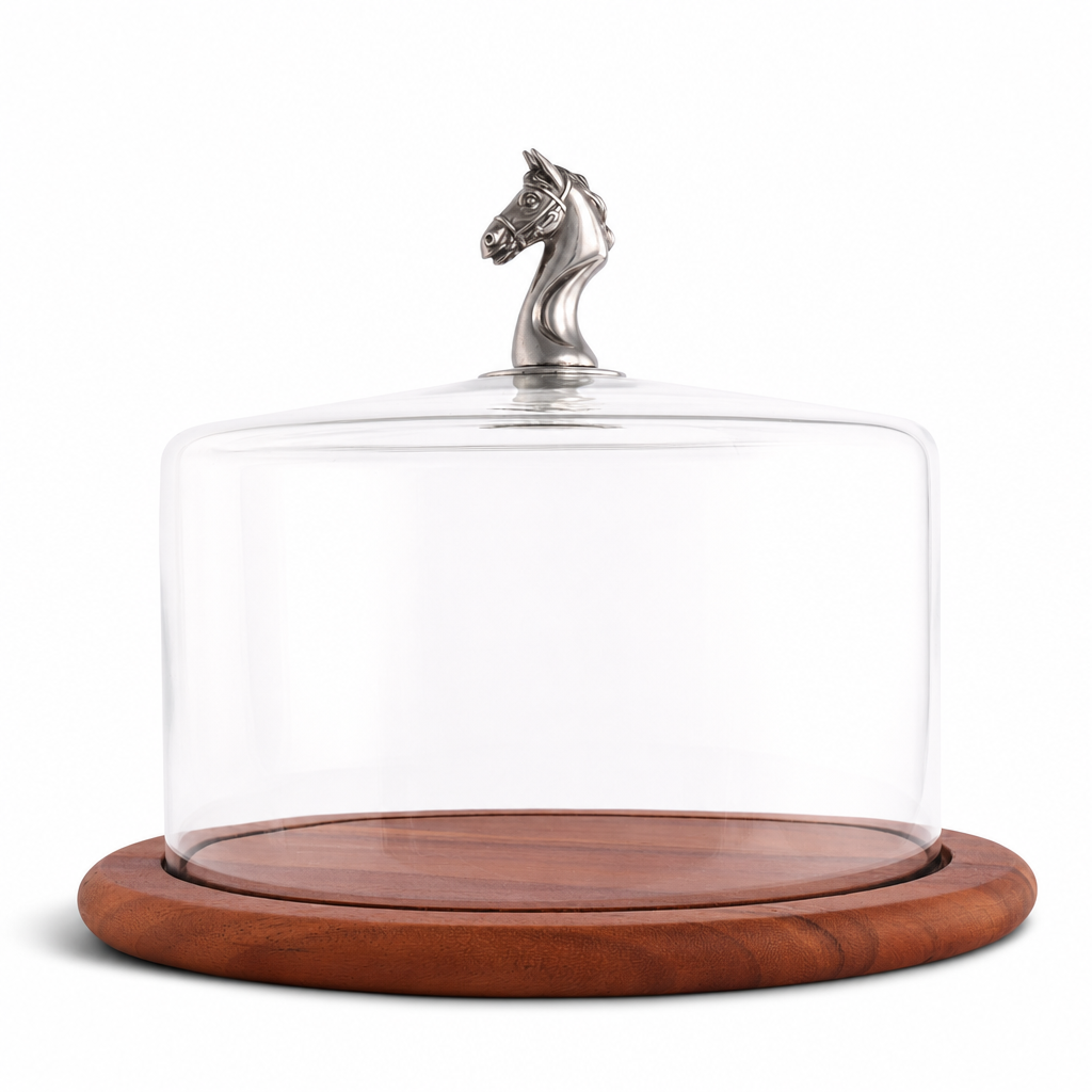 Vagabond House Horse Glass Covered Cheese Wood Board